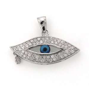 Sterling Silver CZ Evil Eye Pendant TrendToGo Jewelry