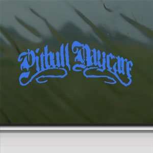  Pitbull Daycare Blue Decal Metal Band Truck Window Blue 