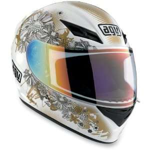   White/Gold Motorcycle Helmet Large AGV SPA   ITALY 032152 Automotive