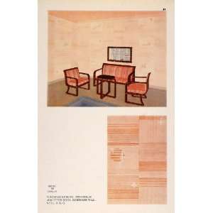 1930 Art Deco Interior Design Room Walls Chairs Print   Original Color 