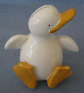 Ceramic Sitting Duck Figurine Figural Coin Still Money Bank  