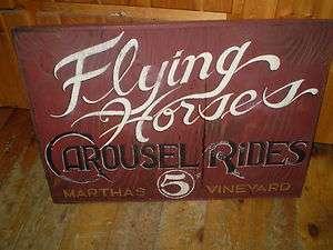   Horses Marthas Vineyard Amusement Wood Carousel Rides Sign  