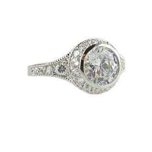  Round CZ Antique Style Ring (sterling silver, 5.00 