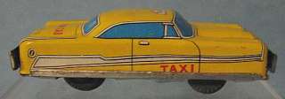   Vintage Japan Small PLYMOUTH Friction Tin YELLOW TAXI CAB Car Auto Toy
