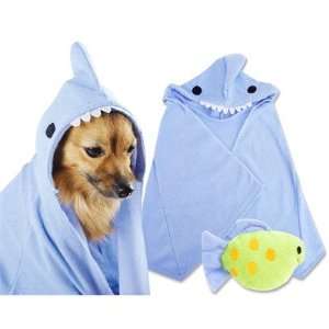  Shark Hooded Towel and Plush Fish Dog Toy