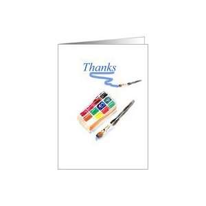  Thank you, Watercolor Paint Set and Artists Brush Card 
