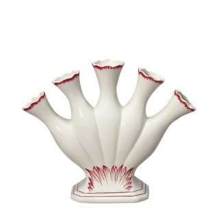 Andrea by Sadek Porcelain Red In Bloom 5 Finger Vase  