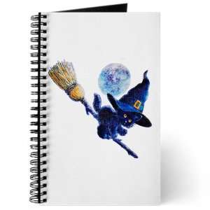 Journal (Diary) with Halloween Holiday Kitten Witch on Broom on Cover