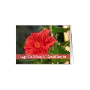    Red Floral 57th Birthday Card For Daughter Card Toys & Games