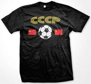 CCCP Soccer Mens T Shirt Football Soviet USSR Flag Tee  
