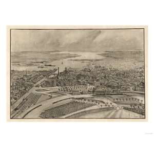  Providence, Rhode Island   Panoramic Map Giclee Poster 