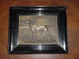 Antique Fritz Diller Bronze Hunting Dog Plaque . Pointer  