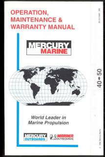 1998 MERCURY & MARINER OUTBOARD 40 / 50 HP OPERATION & MAINTENANCE 