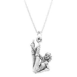   Sterling Silver One Sided Gymnastics Girl Dancer Necklace Jewelry
