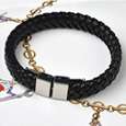 Jewelry Braided Leather Bracelet Wristband Clasp Black  