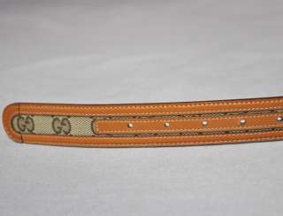 GUCCI Monogram GG Belt w/Interlocking G Buckle Leather/Canvas New NWT 