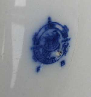 Blurred Mark, Flow Blue, Polychrome Oval Platter  