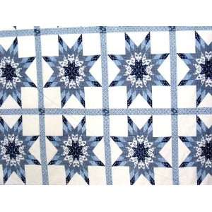  Starlast Blue Cheaters Quilt Top Fabric 3 Yds 90 X108 