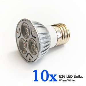 eTopLighting, Pack of 10, E26 3 Watt 120V E26 LED Bulb, Warm White 