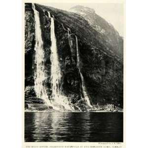  1922 Print Waterfalls Seven Sisters Geiranger Fjord Norway 