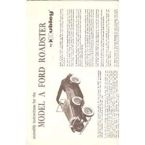  Inst Sheet Model A Ford Roadster Hubley Books