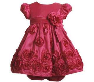  Jean Baby Girls Fuschia Taffeta Rose Wedding Holiday Dress 18M  