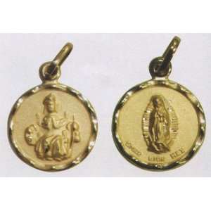 Atocha and Guadalupe 10KT Gold Baptism Medal, 14.3 mm, with 14KT Gold 