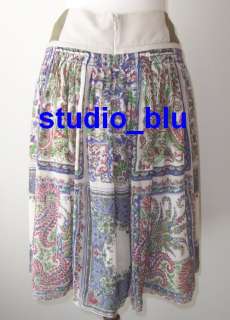 ETRO Silk Paisley Print Pleated Skirt 42 8  