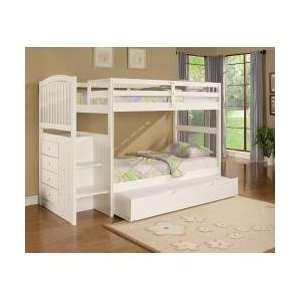  Angelica White Arch Spindle Chest End Step Twin/Twin Bunk 