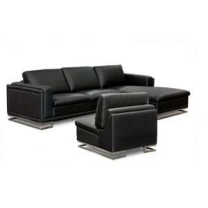   SOFA AND ARMLESS CHAIR IN BLACK LEATHER BY DIAMOND SOFA Home