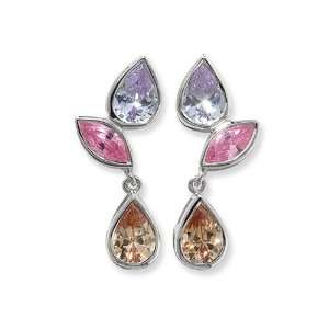  Esse Silver Collection Multicolour CZ Drop Earrings 