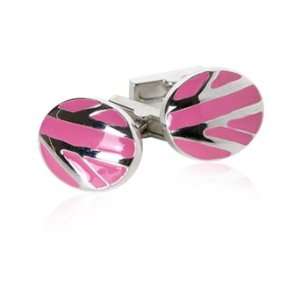  Unique Pink Designer Enamel Silver Cufflinks with Gift Box 