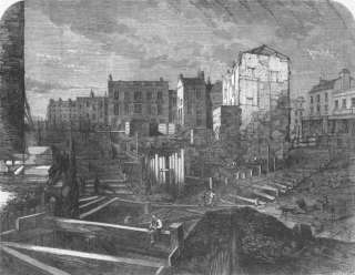 LONDON Metropolitan Railway & Fleet Ditch, print, 1862  