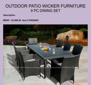 Outdoor Patio Wicker Furniture 9pc Modern Dining Set  