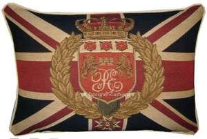 Union Jack Lions Wreath Oblong Tapestry Cushion  