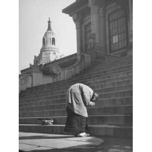 com Mourners at Foot of Temple During Funeral of Baron Koyata Iwasaki 