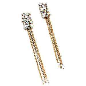   JEWELRY ¡V 5.5 inch Long Gold Tone Aurore Boreale Crystal Earrings