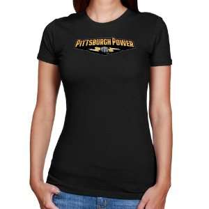  Pittsburgh Power Ladies Black Team Logo Slim Fit T shirt 