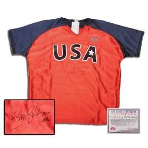com Jennie Finch USA Softball Hand Signed Team USA Olympic Red Jersey 