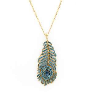 Kenneth Jay Lane Turquoise and Sapphire Feather Pendant Kenneth Jay 
