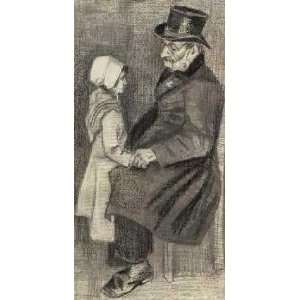 Orphan Man, Sitting with Little Girl by Vincent van Gogh. Size 5.13 X 