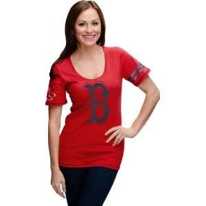  Boston Red Sox Red Womens Baby Jersey Scoop Neck T Shirt 