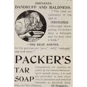  1896 Ad Hair Loss Baldness Dandruff Packers Tar Soap 