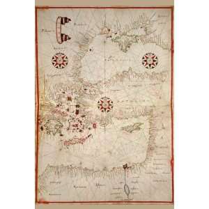  Portolan Map of Turkey, Mediterranean, Adriatic and the 