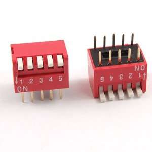   10 Pin 2.54mm Pitch Side Piano Type DIP Switch Red