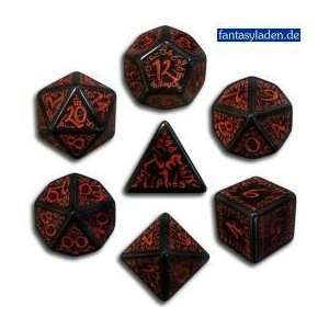  Elvish 7 Piece Die Set Black & Red Dice Toys & Games