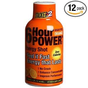 Stacker 6 Hour Power Energy Shot   Orange, 2 Ounce Bottles (Pack of 12 