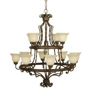   Riata Tuscan Twelve Light Up Lighting Two Tier Chandelier from the Ri