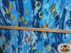 POLAR FLEECE FABRIC PRINTED *UNDER THE SEA* BTY  