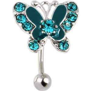  Top Drop Blue Zircon Bijou Butterfly Belly Ring Jewelry